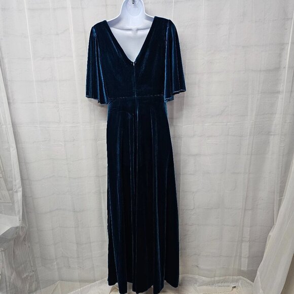 Blue Velour Maxi Dress Romantic Goth Formal Fairy Coquette 4 - Picture 7 of 14
